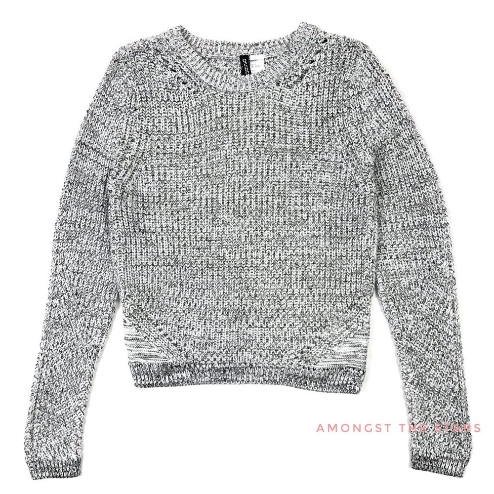 H&M Black And White Openwork Ribbed Knit Sweater - Picture 4 of 8